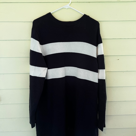 NWOT ELEVEN ELEVEN Women's Navy & White Stipe Long Sleeve Cardigan - Picture 7 of 10